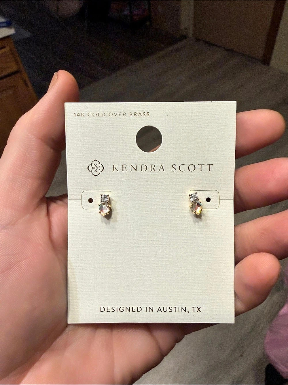 Kendra Scott Jensen Birthstone Stud Earrings Gold & Clear